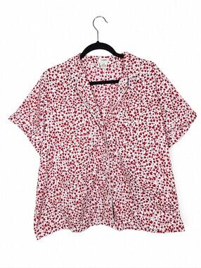 J.Crew 2X Valentine Heart Arrow Cotton Button Up Shirt Coquette Novelty Top